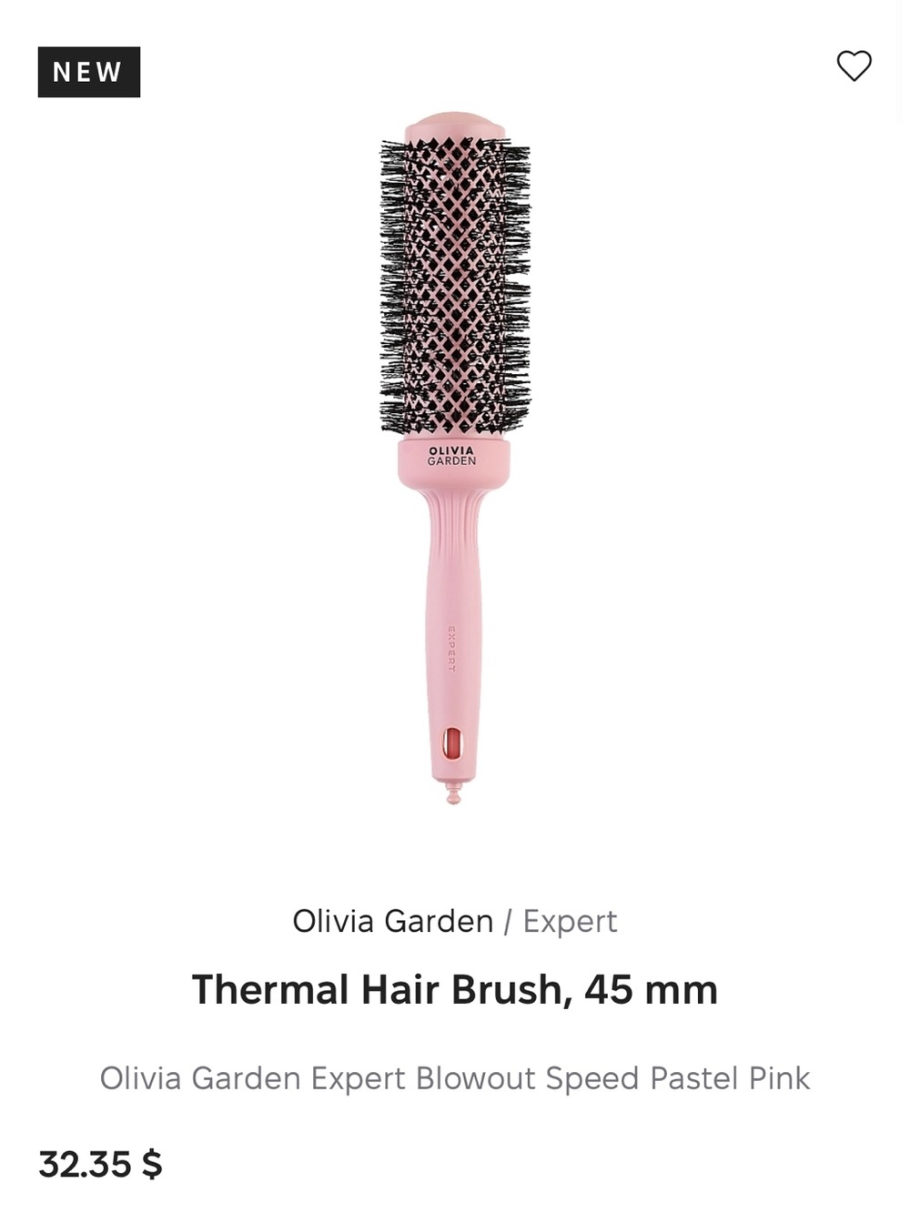 Olivia Garden Expert 45mm Thermal Round Brush — Pastel Pink